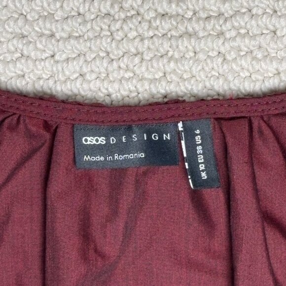 ASOS Design Short Blood Red Dark Romantic Deep V Wrap Dress Whimsygoth US Size 6 - Picture 8 of 10